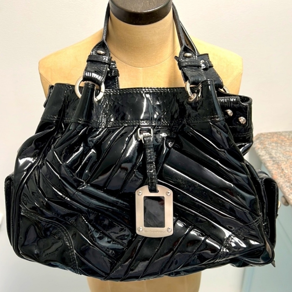 Elegant Black Patent Leather Women's Bag " VIA REPUBBLICA"